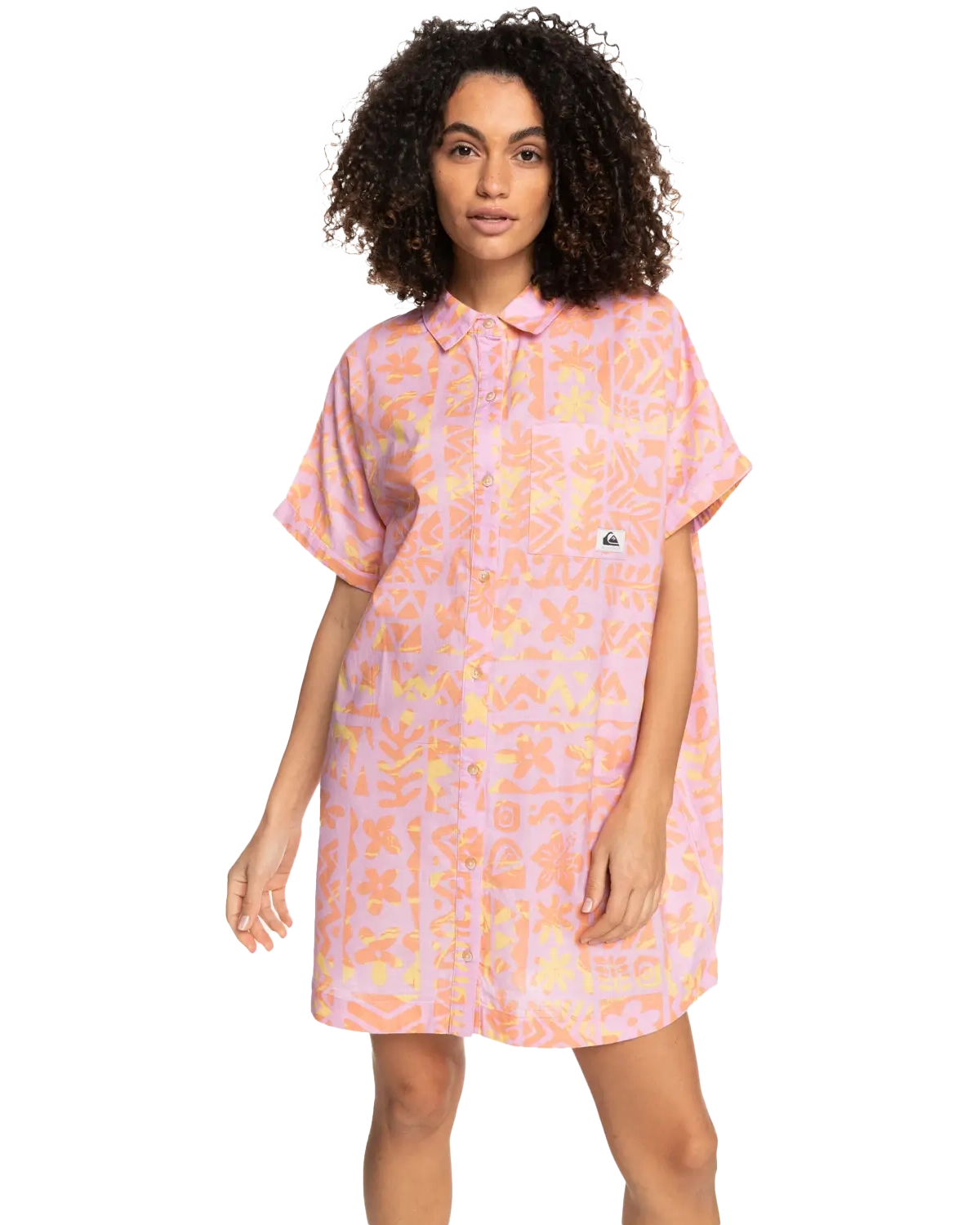 On Vacation Shirt Dress In Orchid Flower