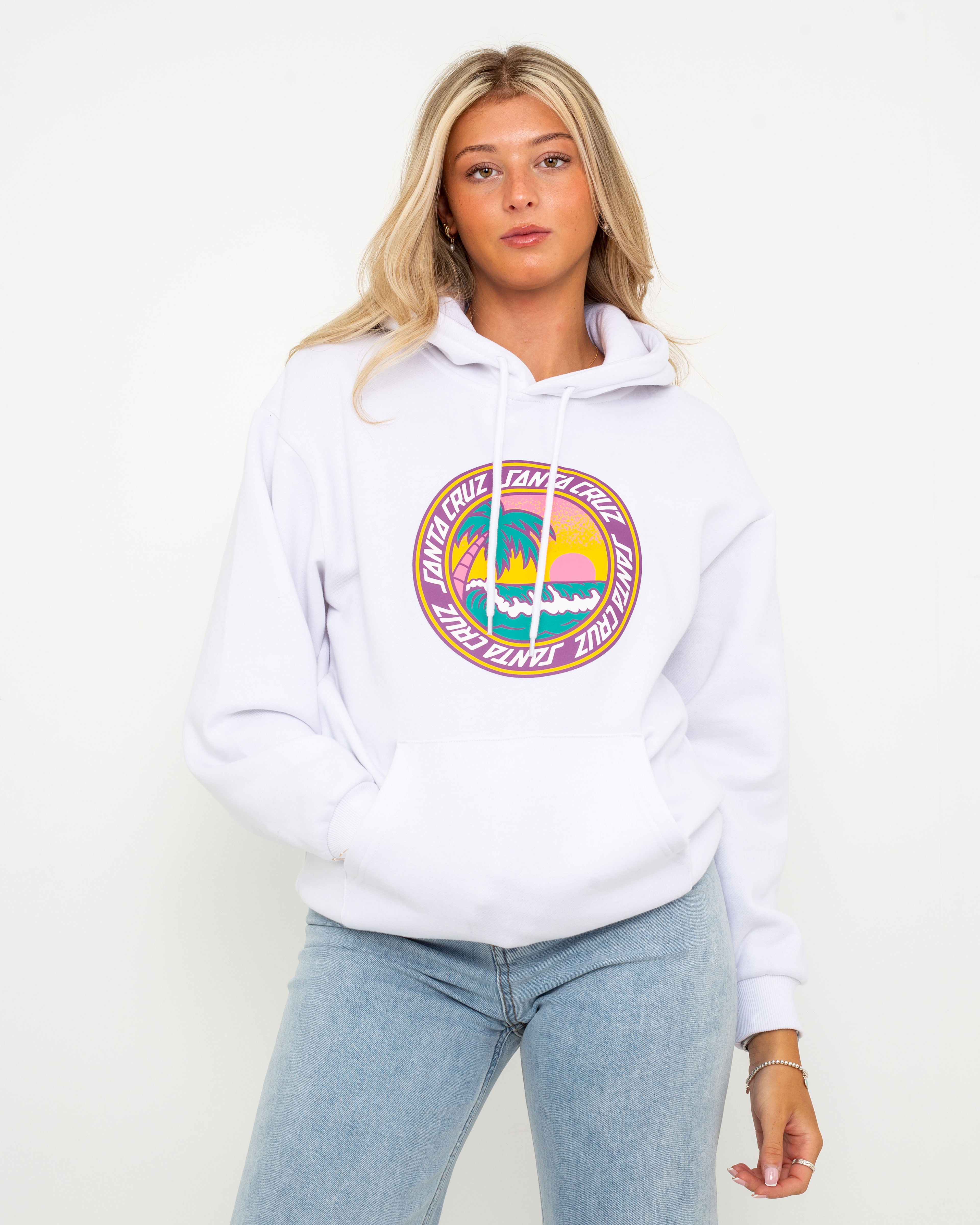 Paradise Break Front Hoodie In White