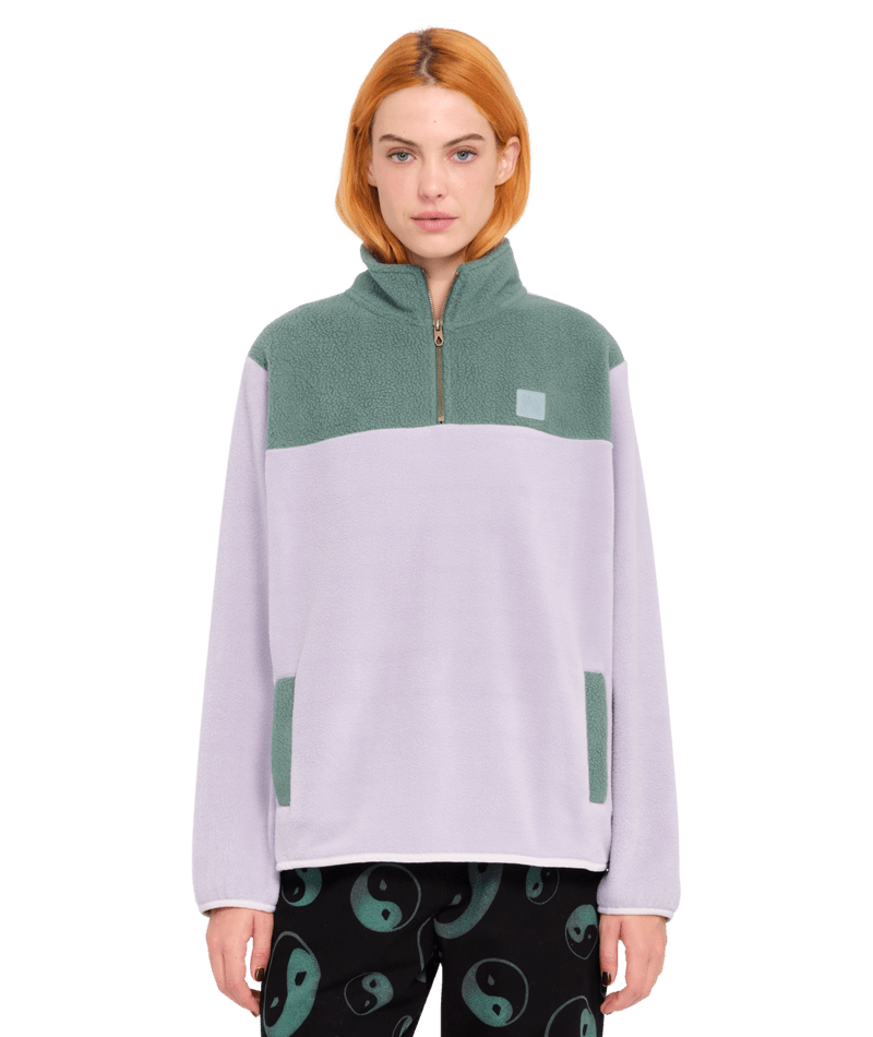 Pheelin It Mock Neck 1/4 Zip Sweatshirt In Lavender