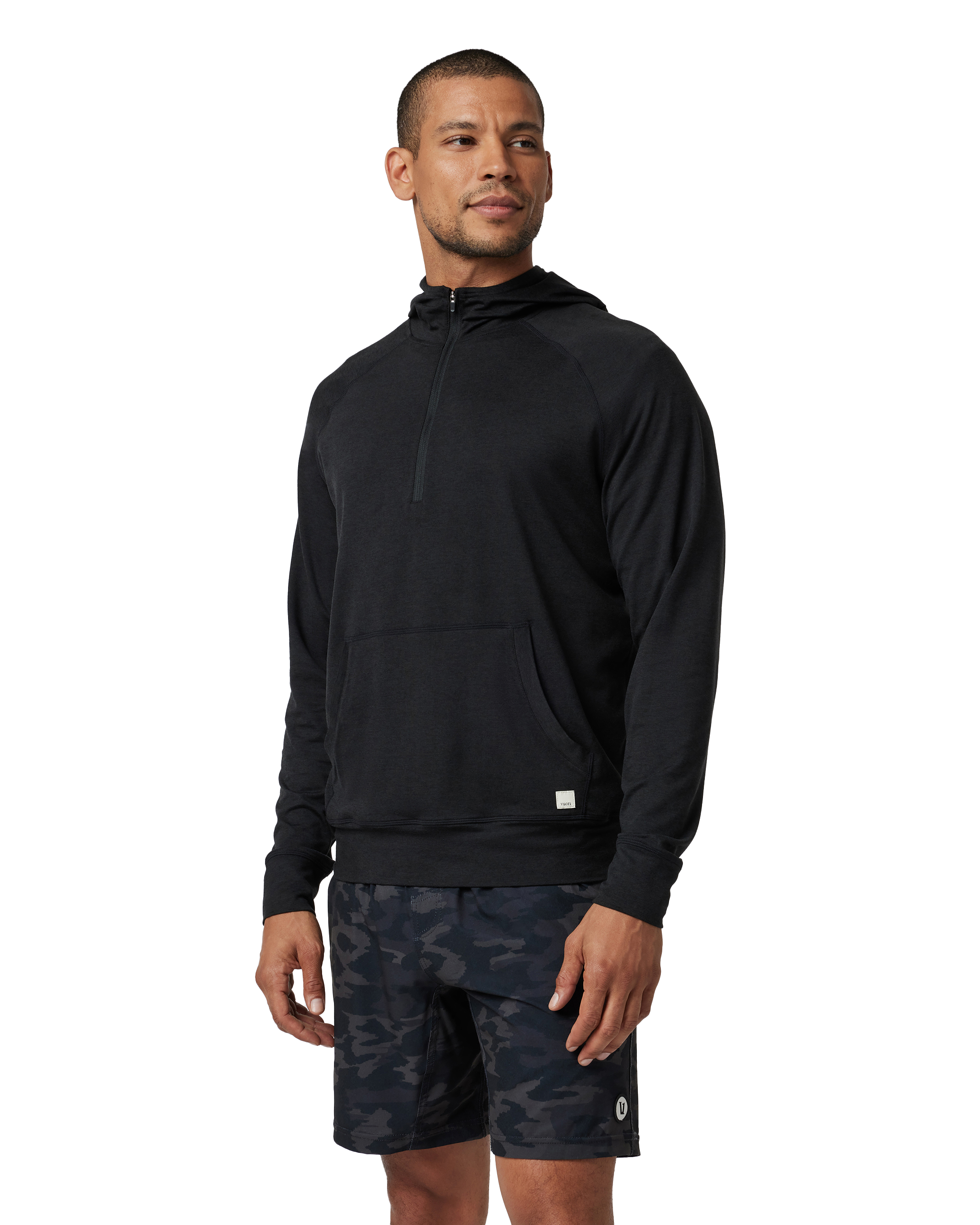 Ponto Performance 1/2 Zip Hoodie In Black Heather