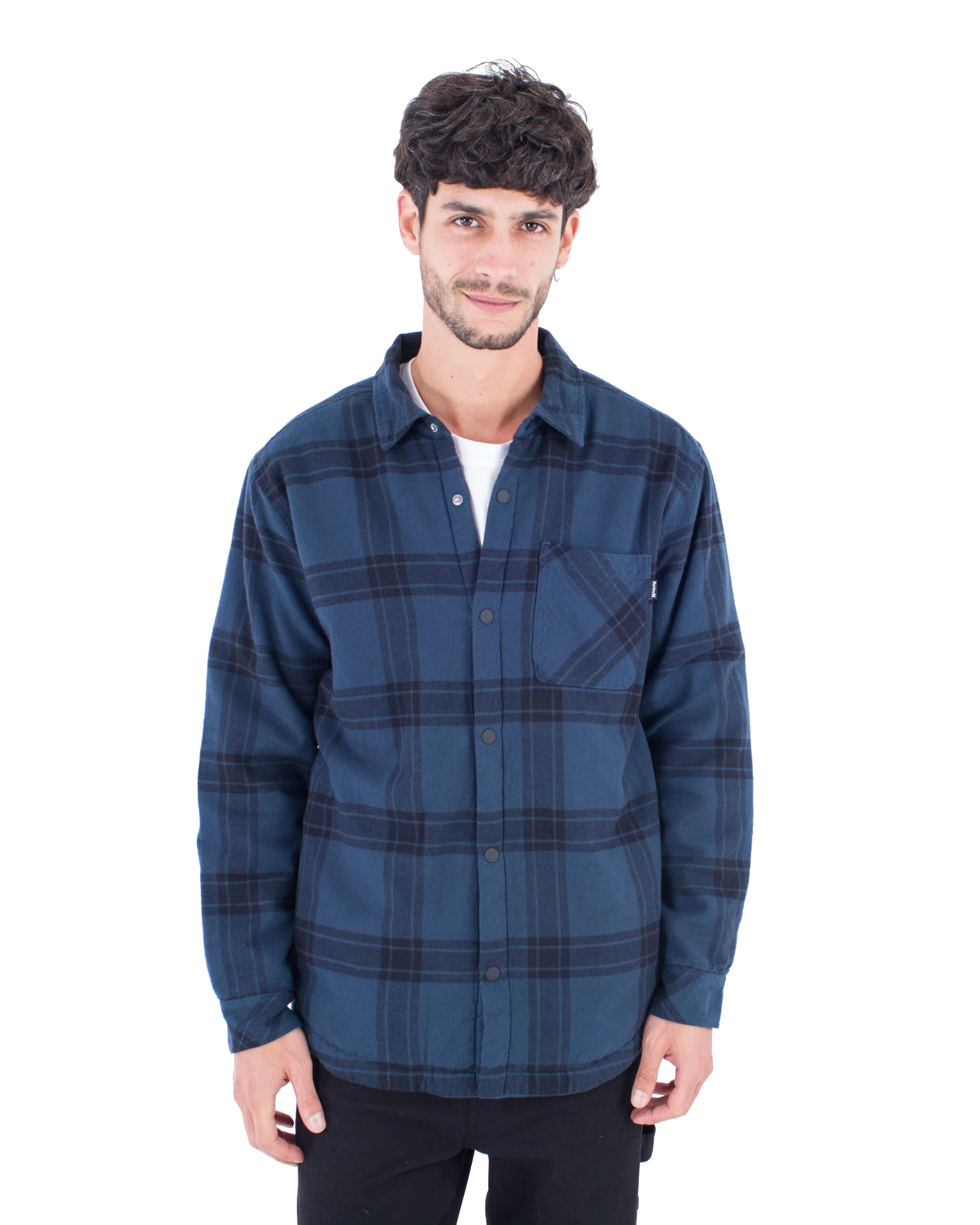 Portland Sherpa Lined Flannel Shirt In Armored Navy 2