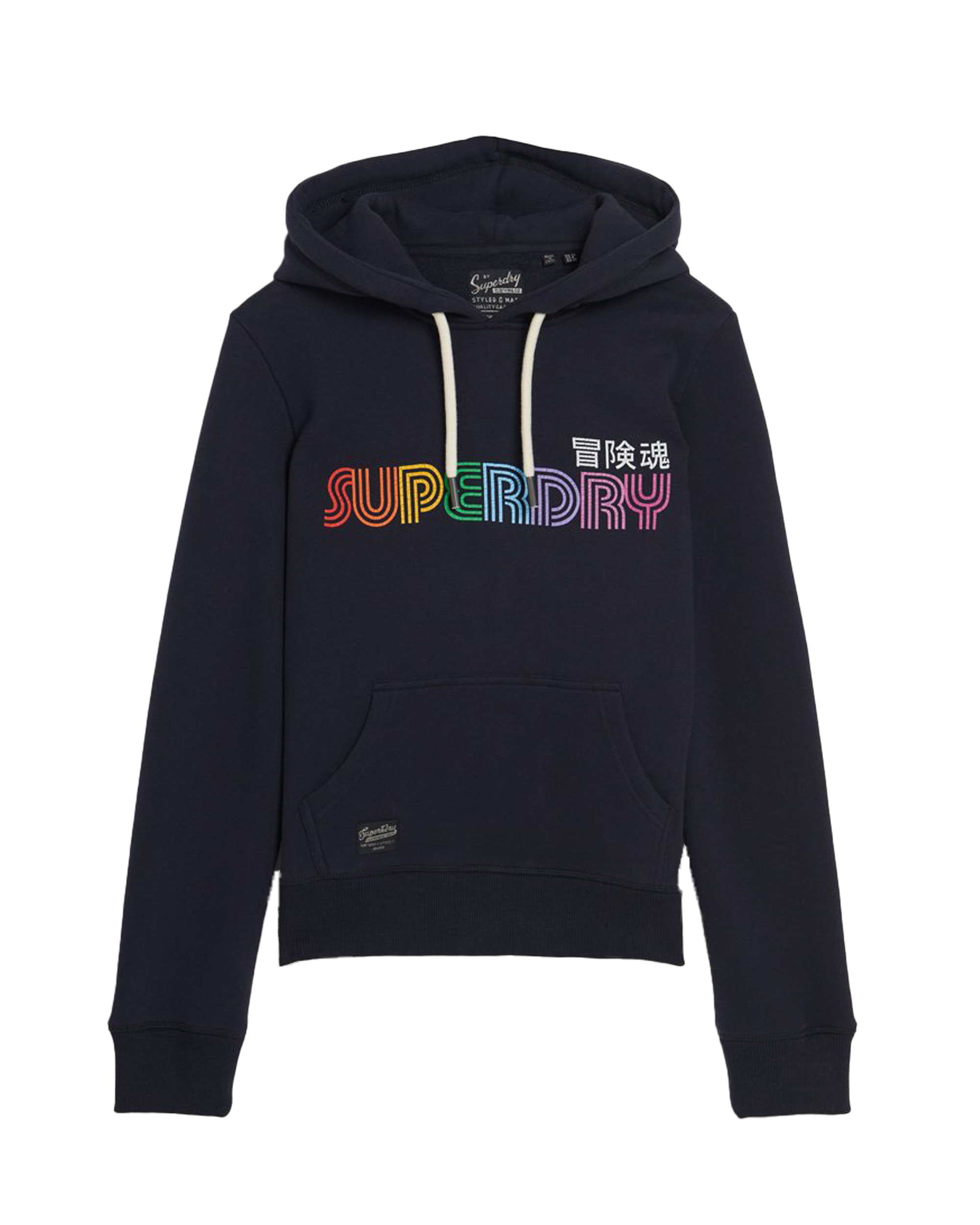 Rainbow Logo Graphic Hoodie In Darkest Navy