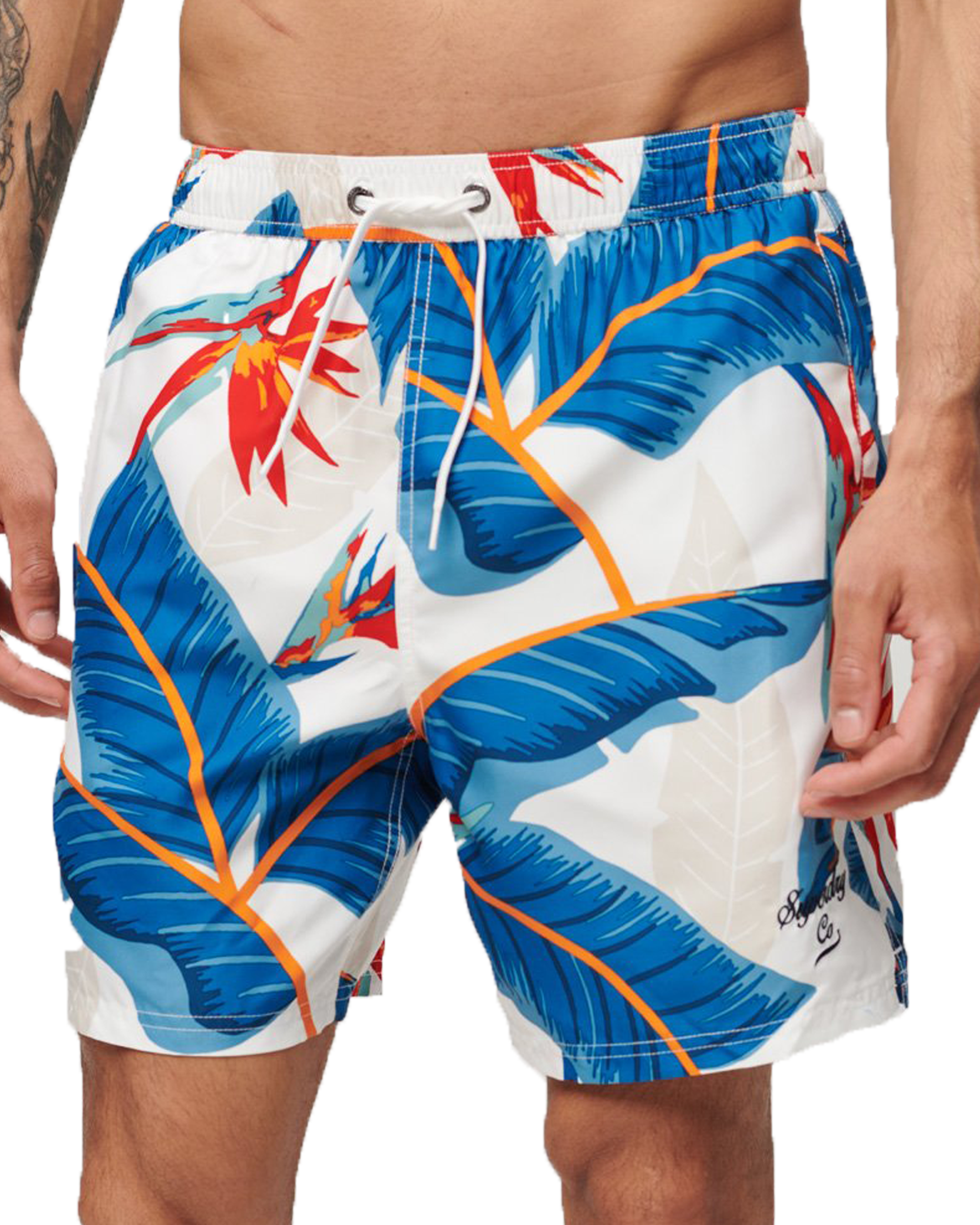 Recycled Hawaiian Print Swimshorts In Optic Paradise