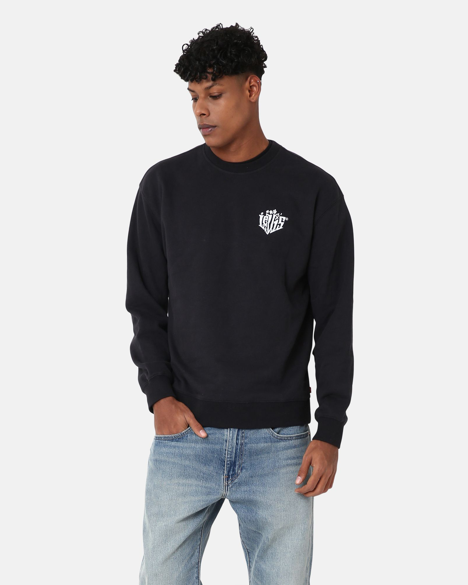 Relaxed Graphic Palm Sweatshirt In Crew Caviar