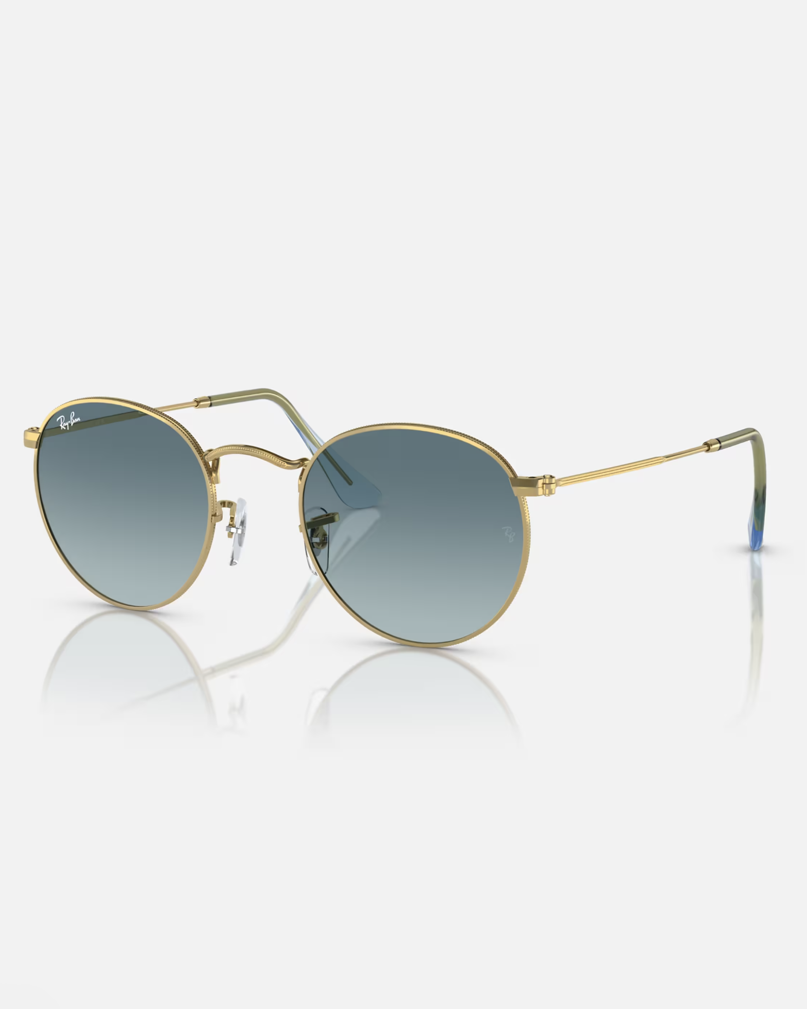 Round Metal Gradient Sunglasses In Polished GoldandBlue