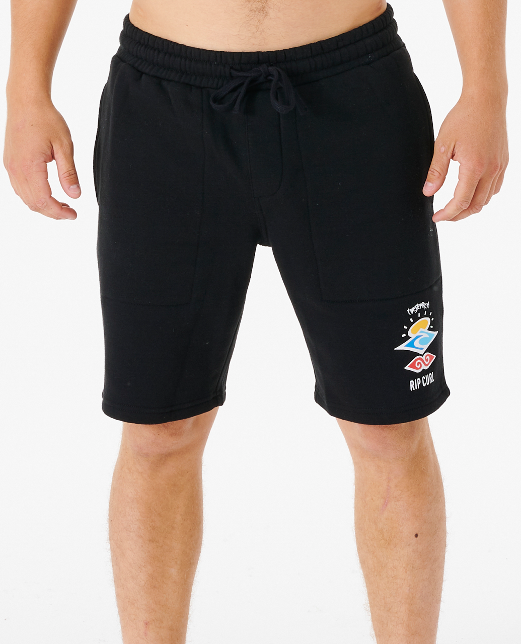 Search Icon Jogger Shorts In Black