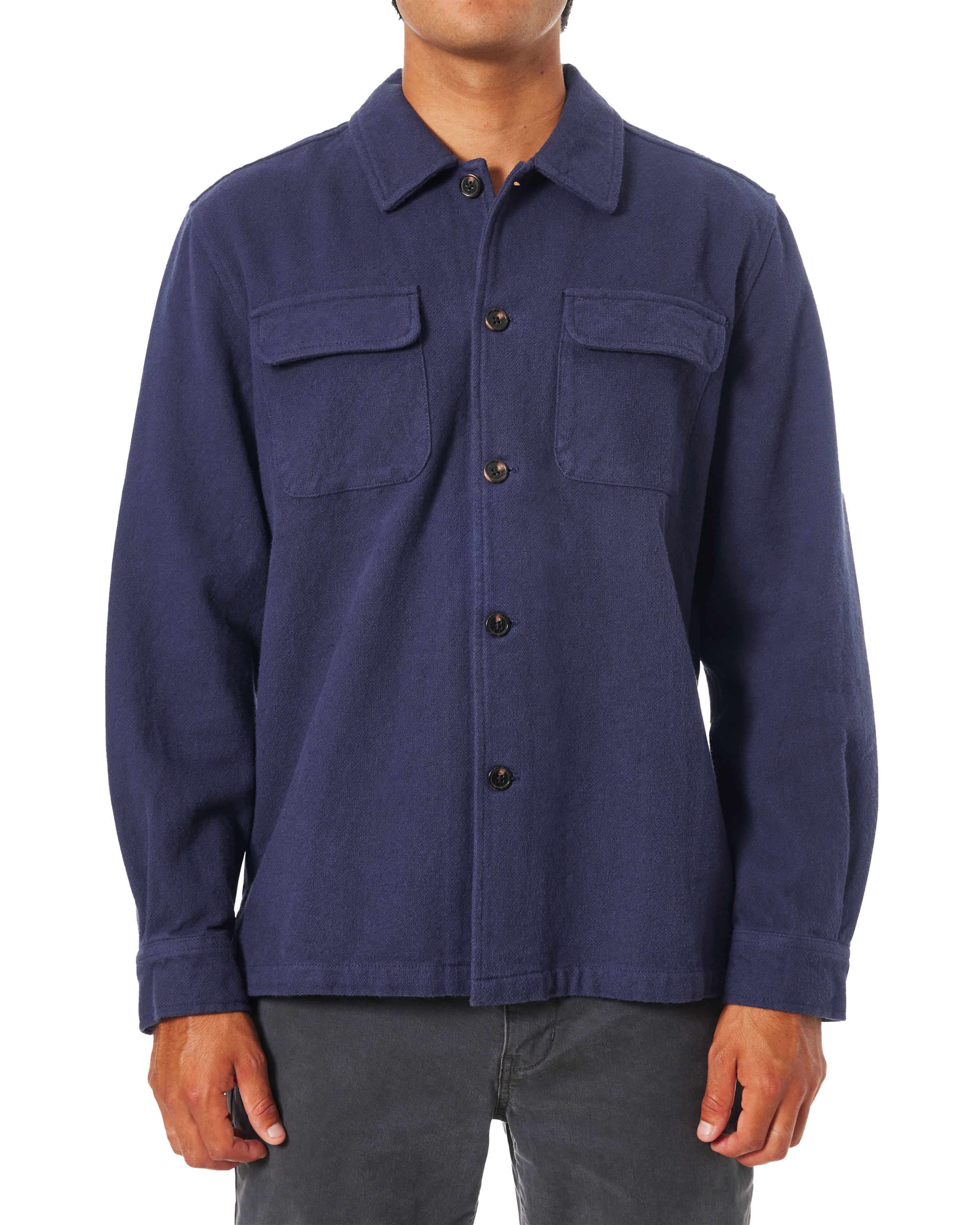 Shiloh Solid Flannel Shirt In Polar Navy