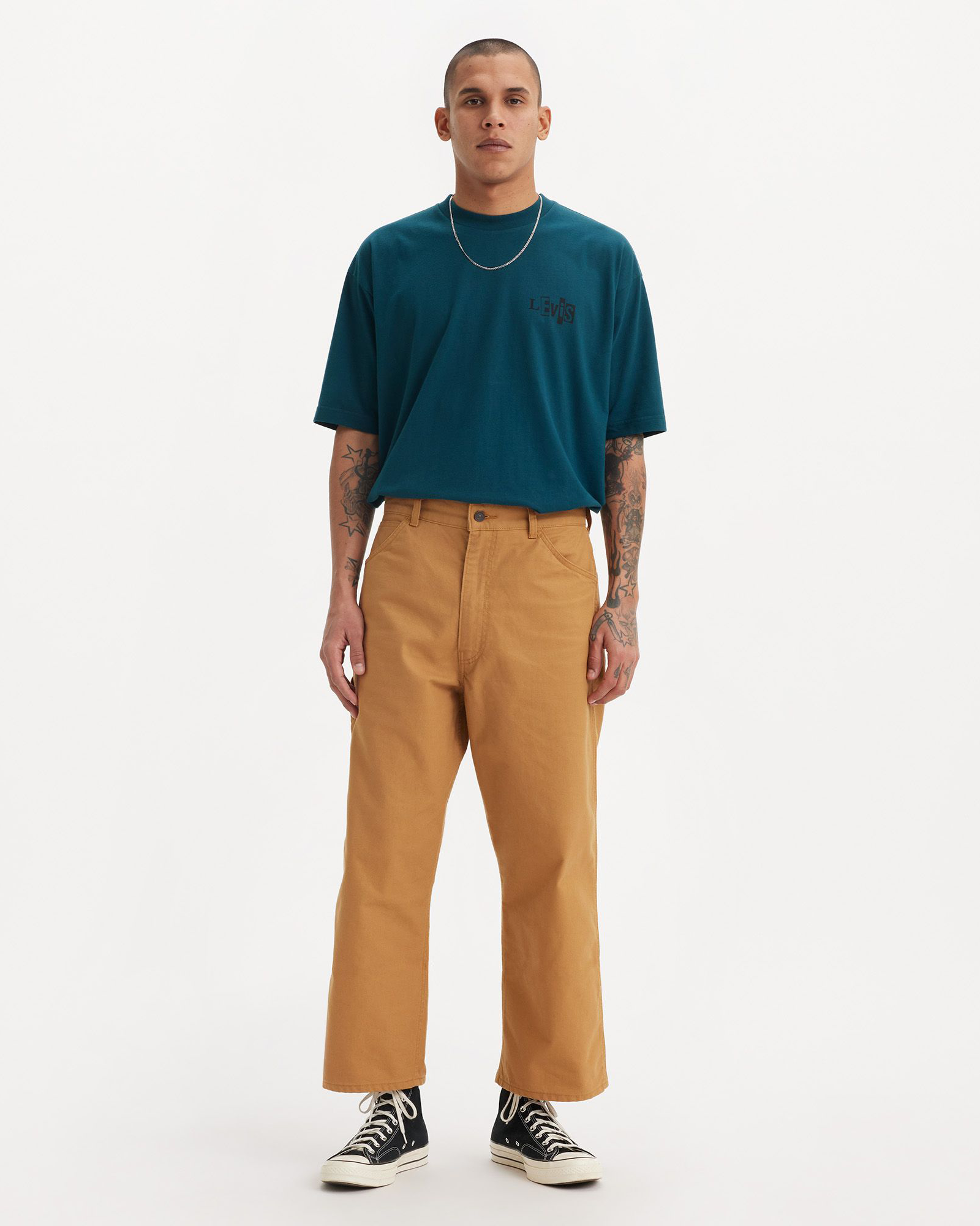 Skate Crop Carpenter Trousers In Brown Sugar