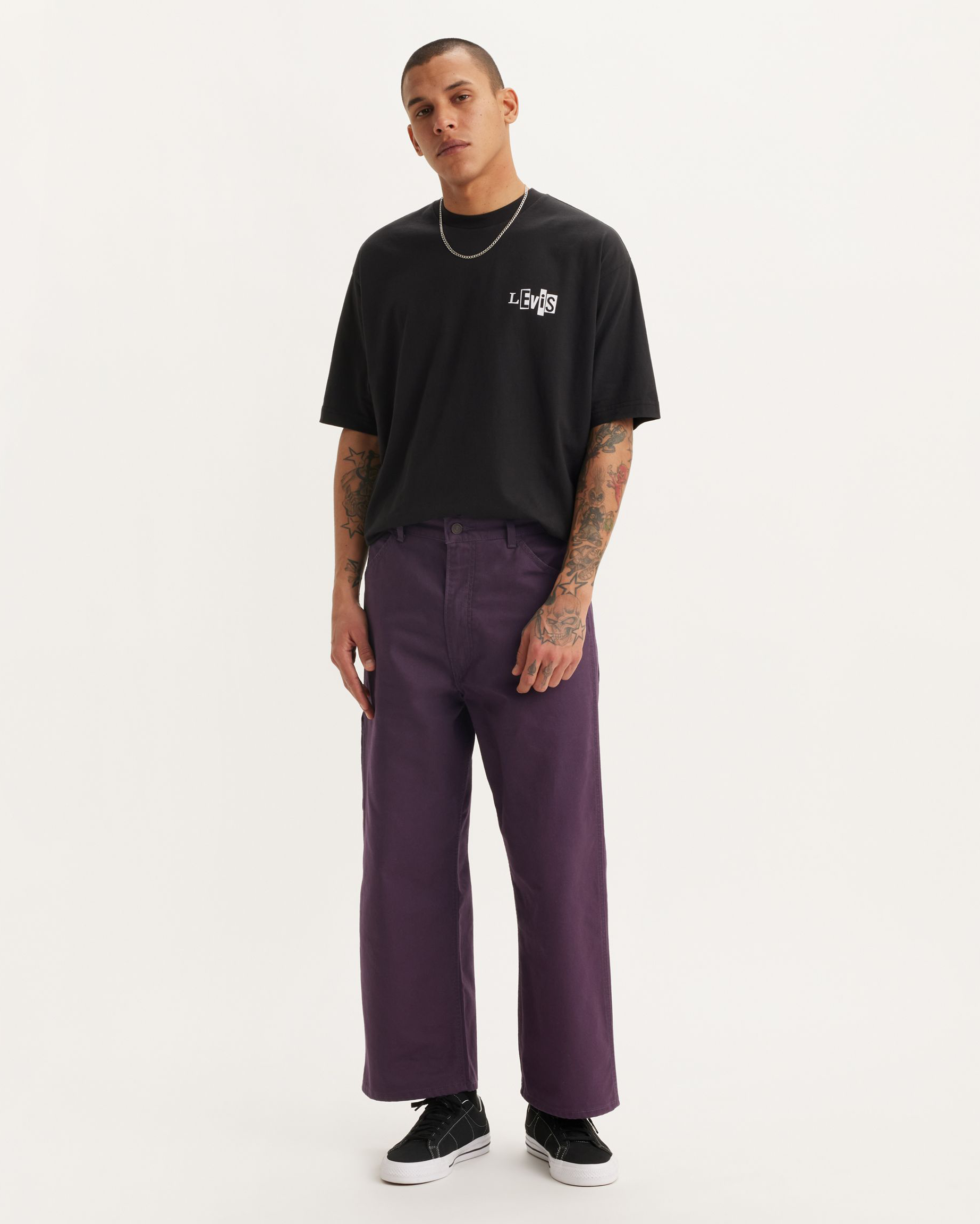 Skate Crop Carpenter Trousers In Night Shade