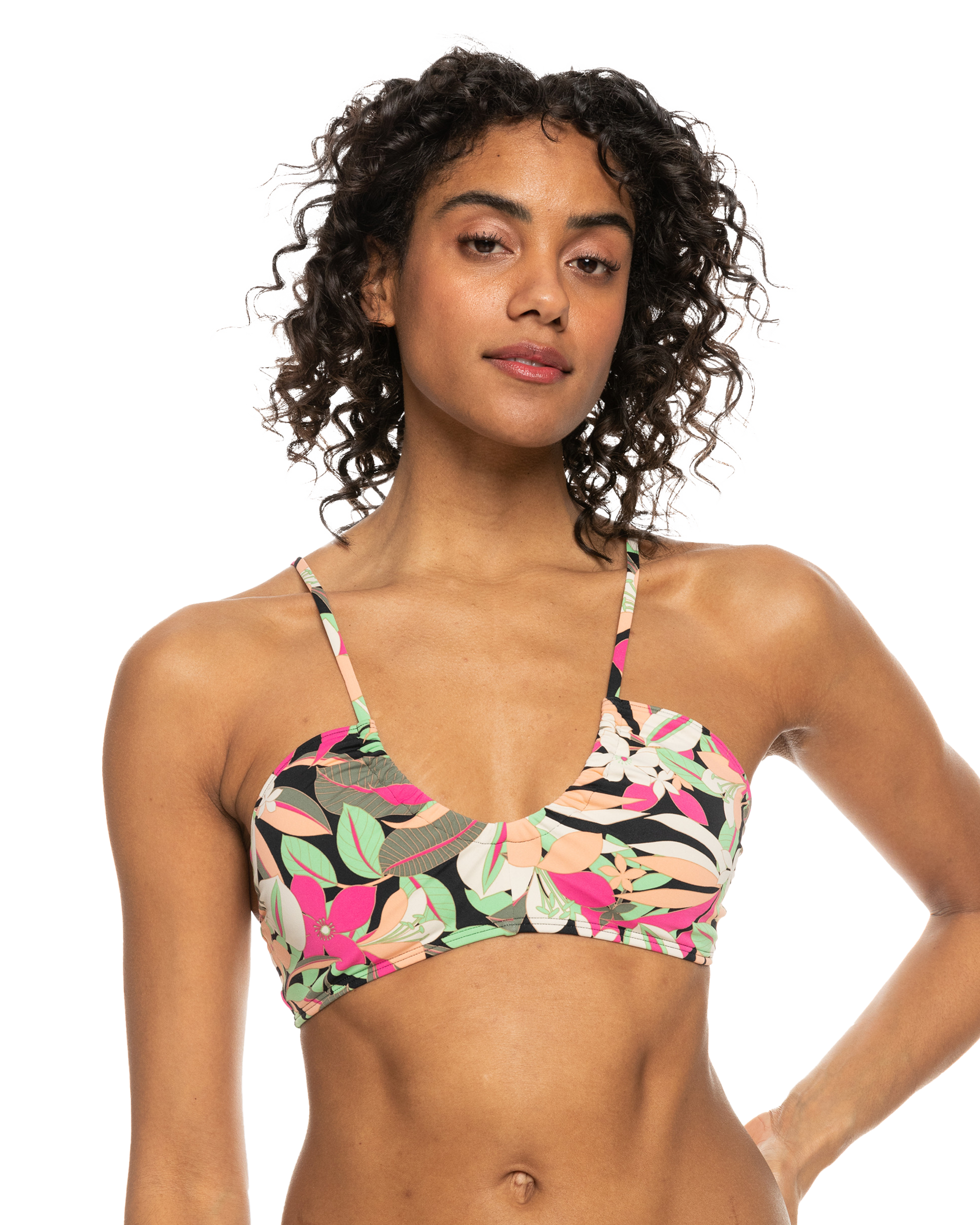 Beach Classics Fashion Bralette Bikini Top In Anthracite Palm