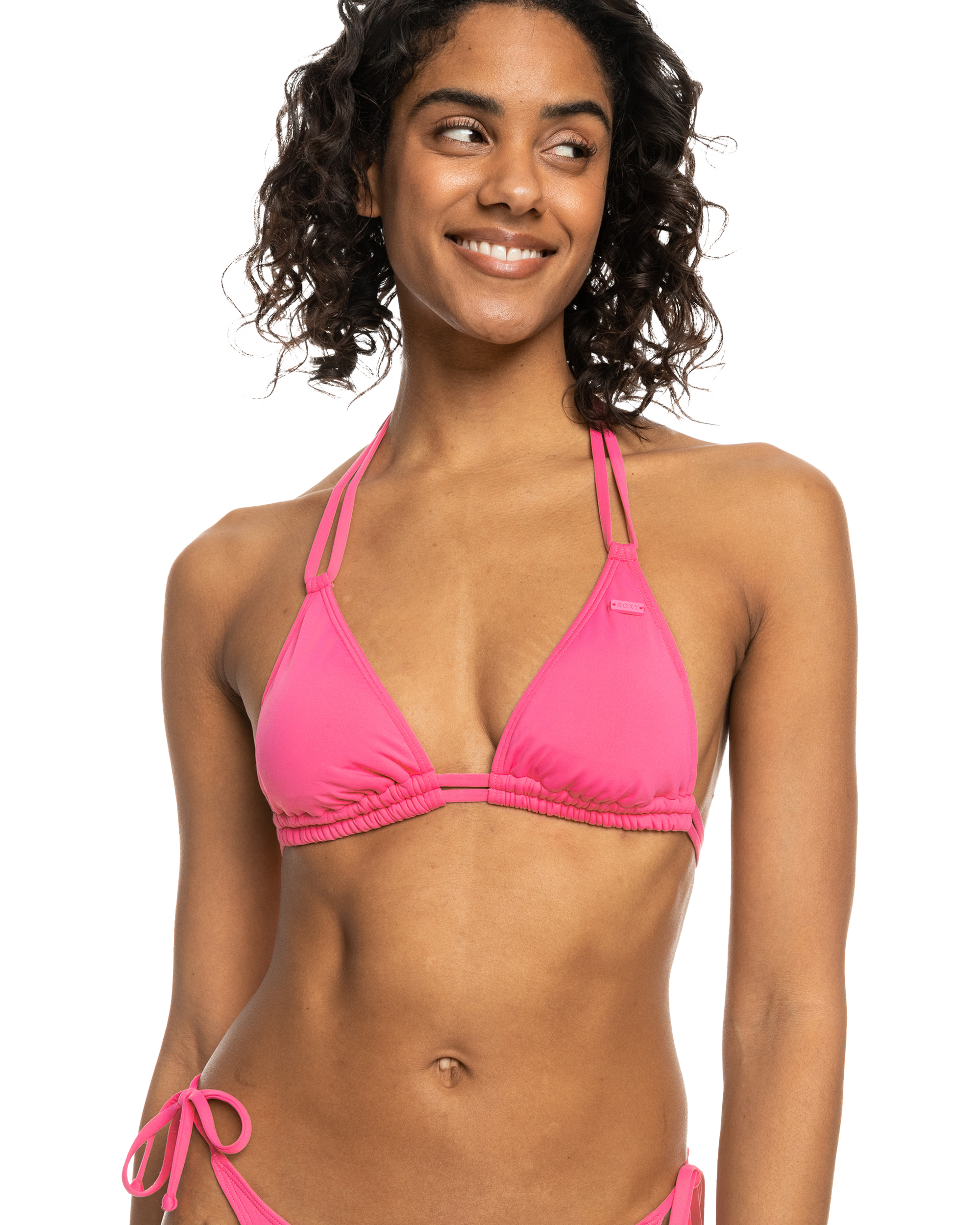 Beach Classics Mini Triangle Bikini Top In Shocking Pink