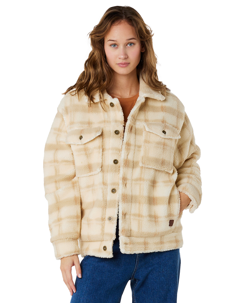 Sunrise Sherpa Jacket In Beige