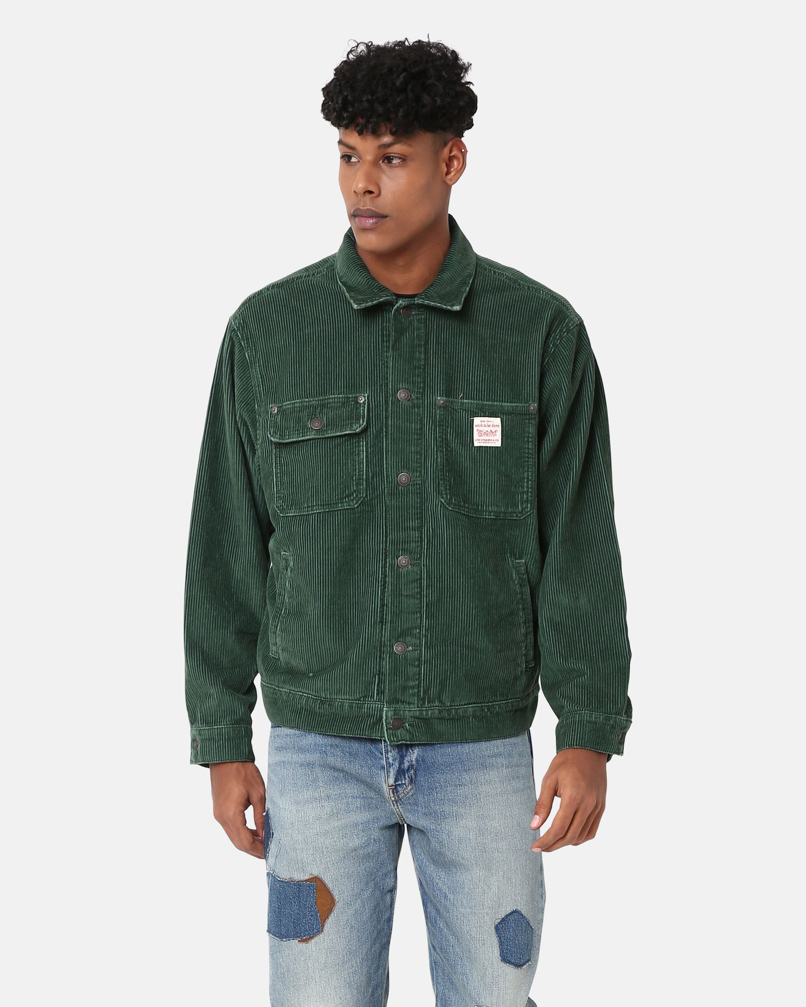 Sunrise Trucker Jacket In Python Green