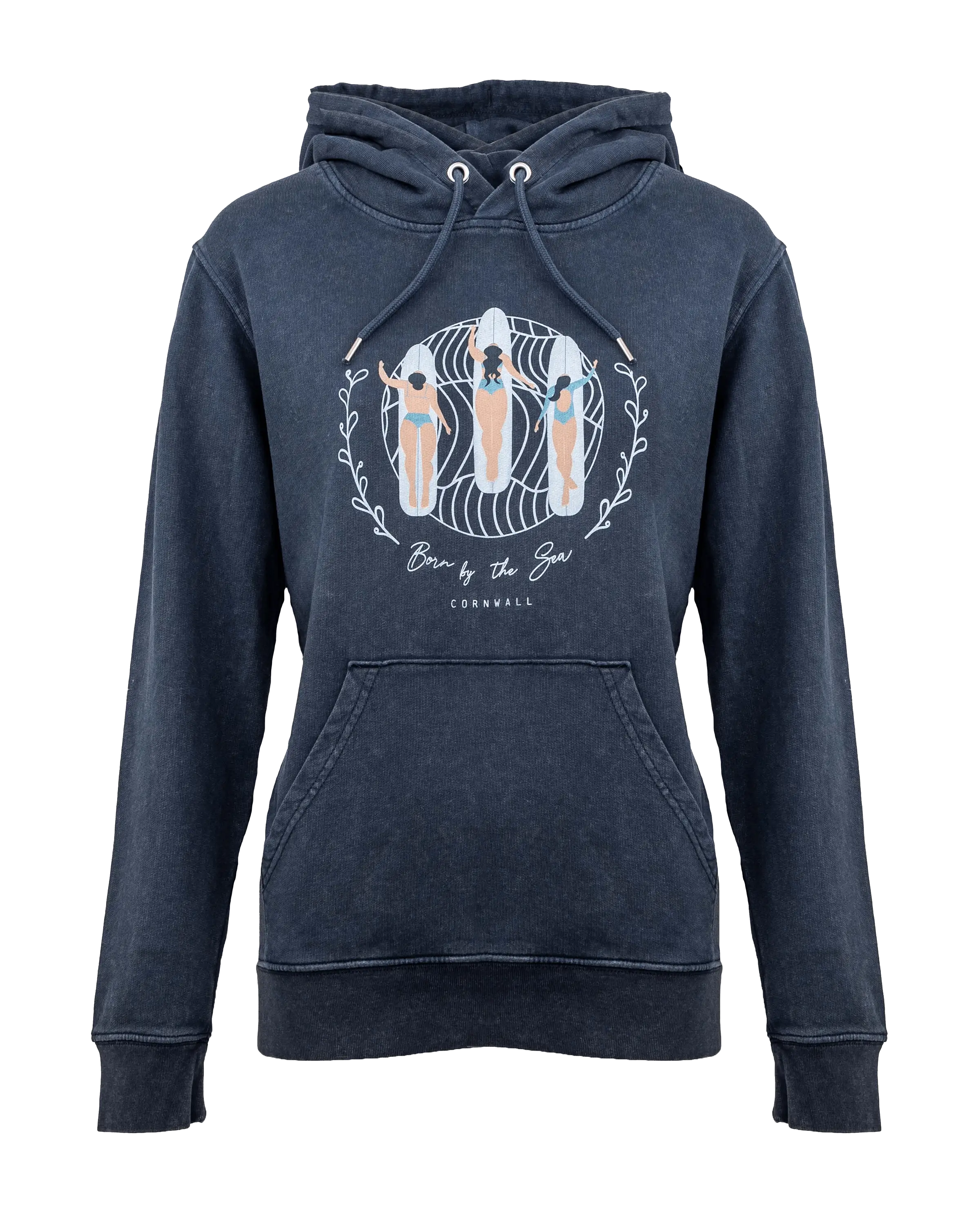 Surf Babes Hoodie In Dyed Aged India Ink Grey