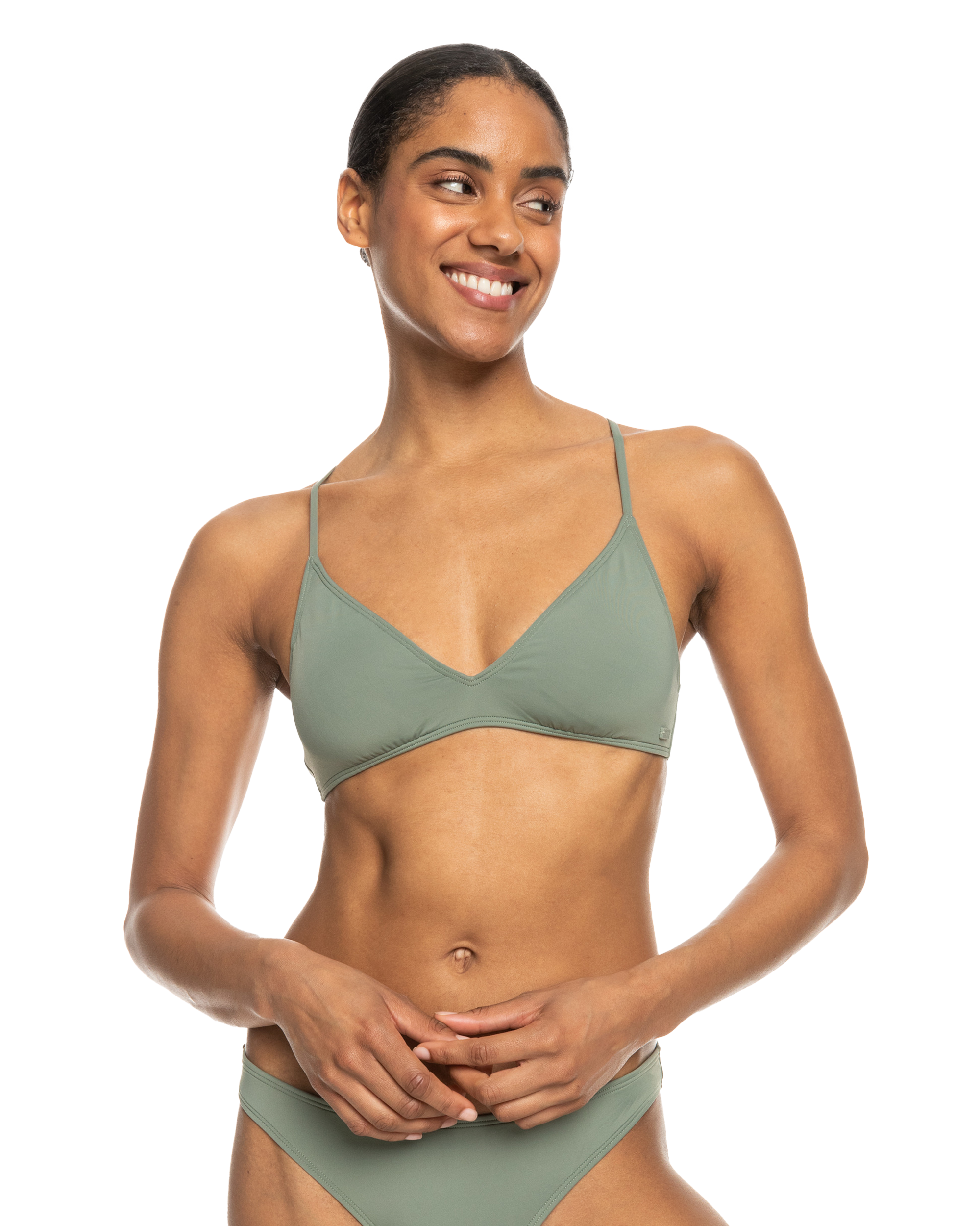 Beach Classics Triangle Bikini Top In Agave Green