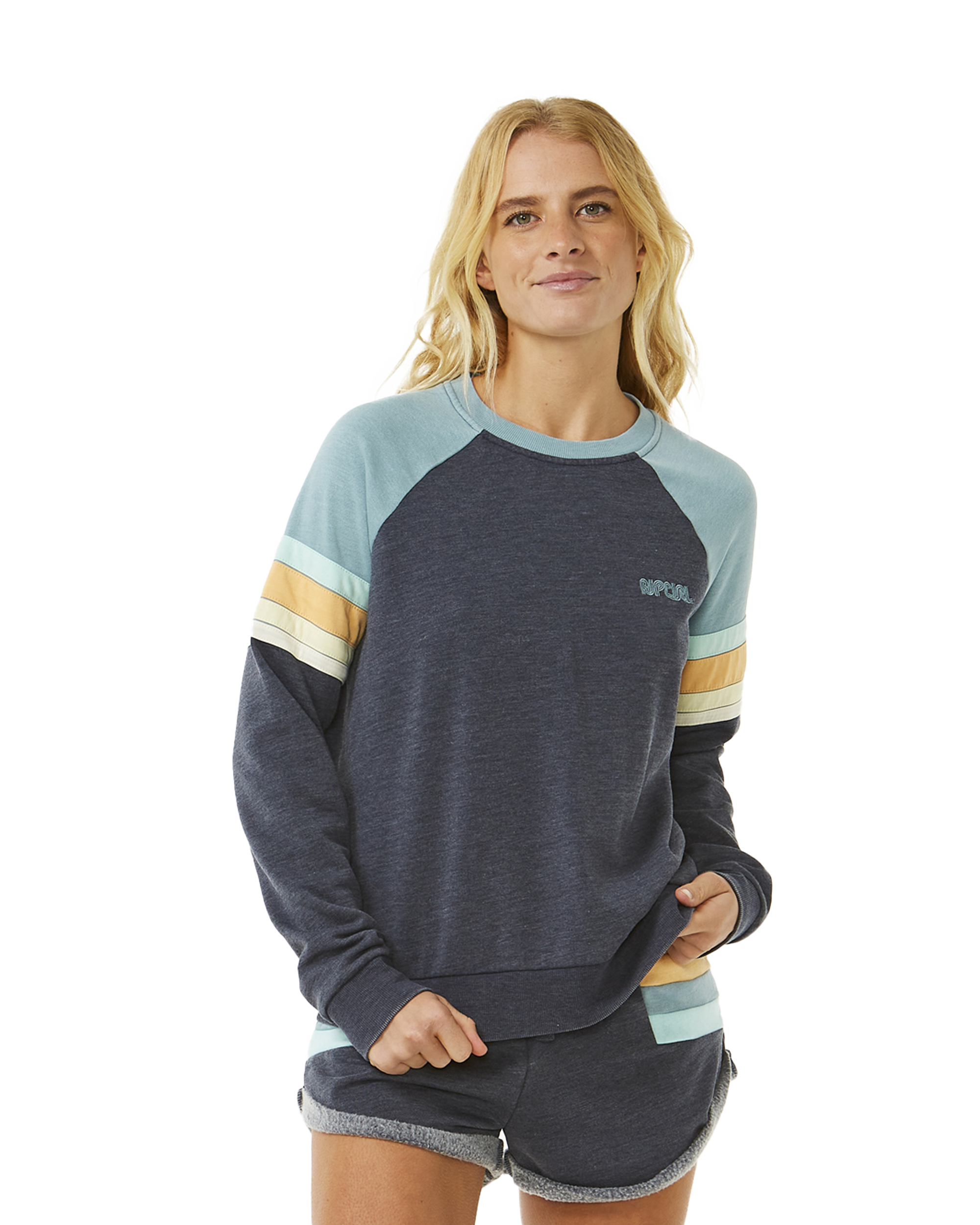 Surf Revival Raglan Sweatshirt In Dark Navy