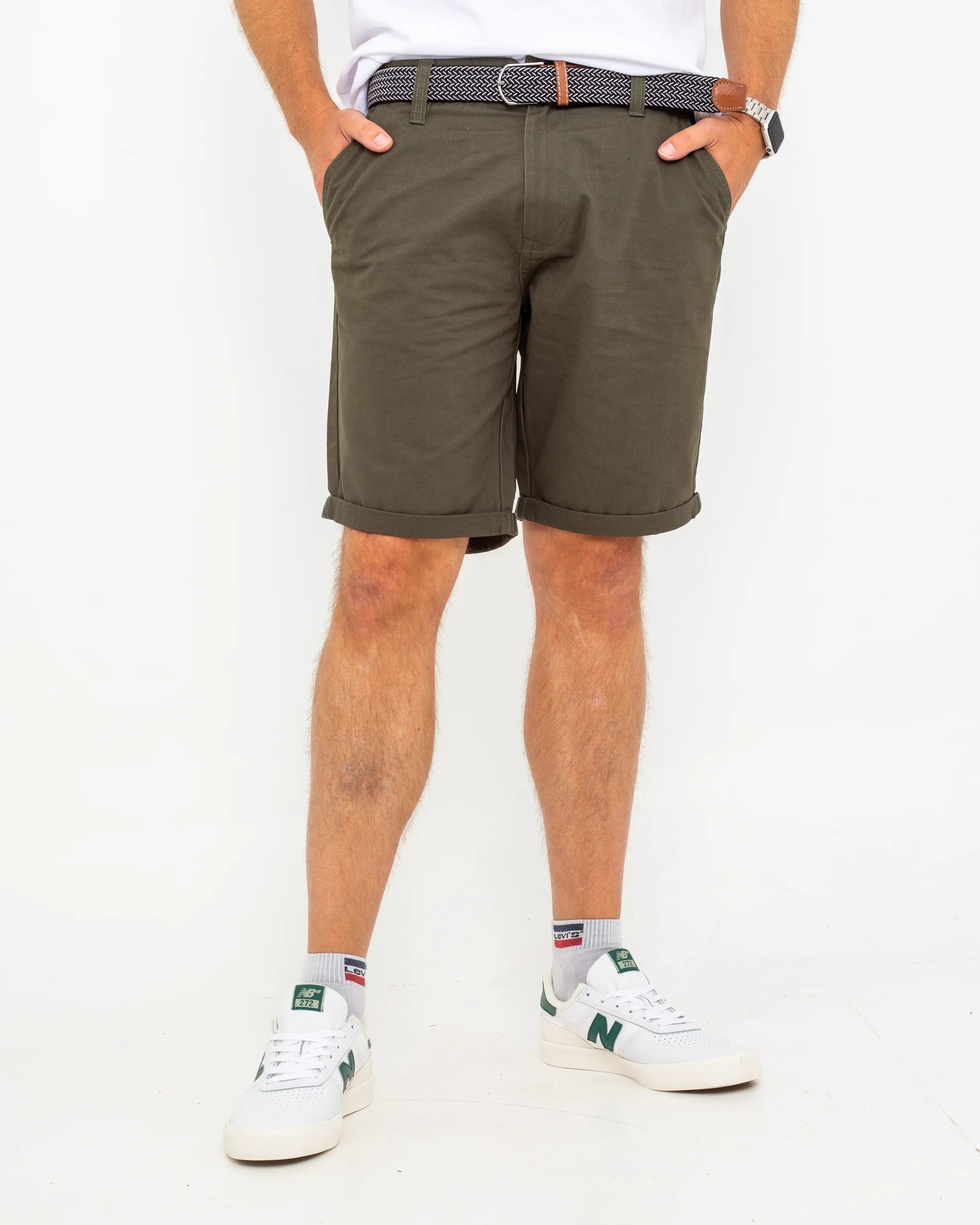 Belted Chino Walkshorts In Deep Depths Green