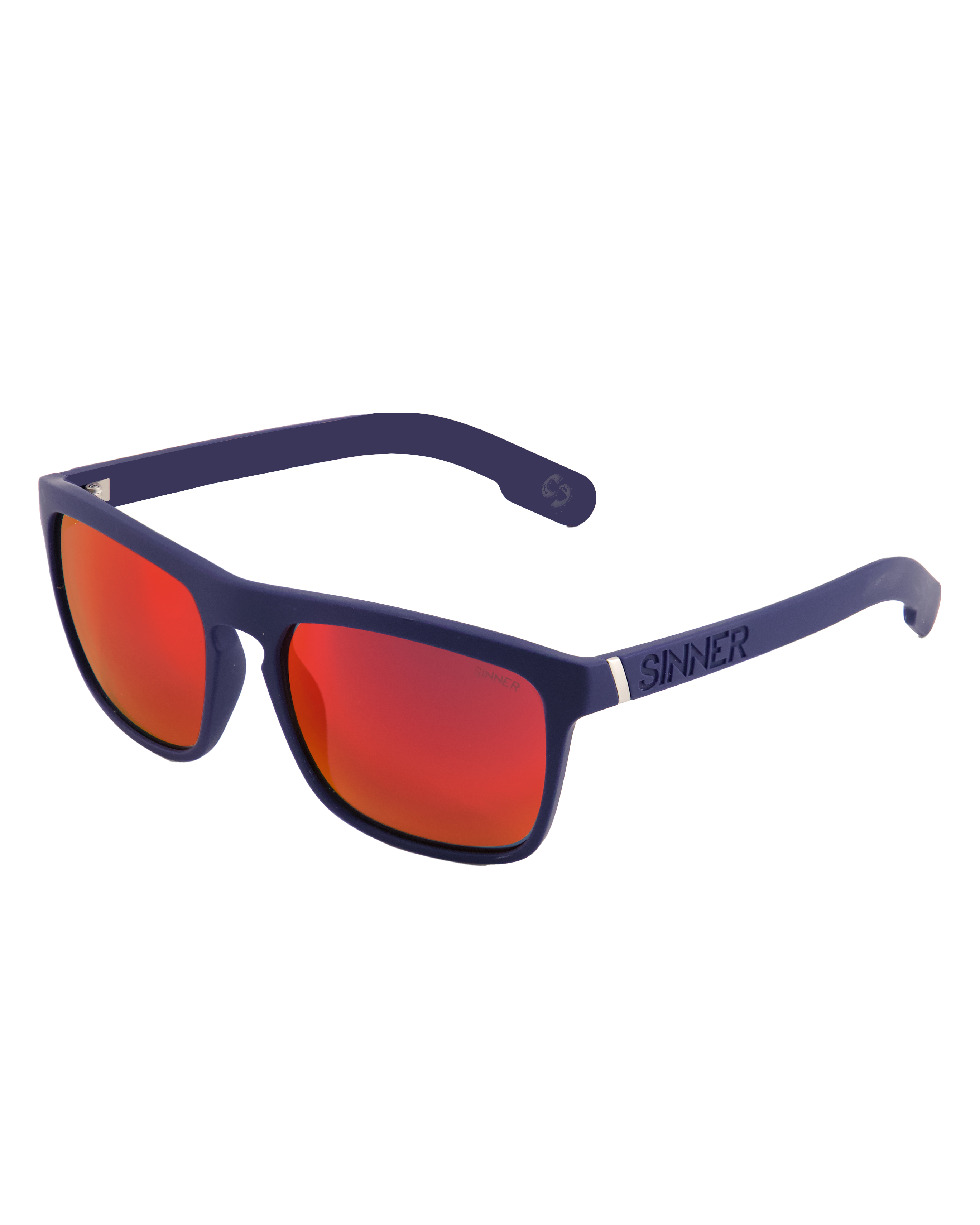 Thunder X Polarised Sunglasses In Matte Dark BlueandRed Mirror