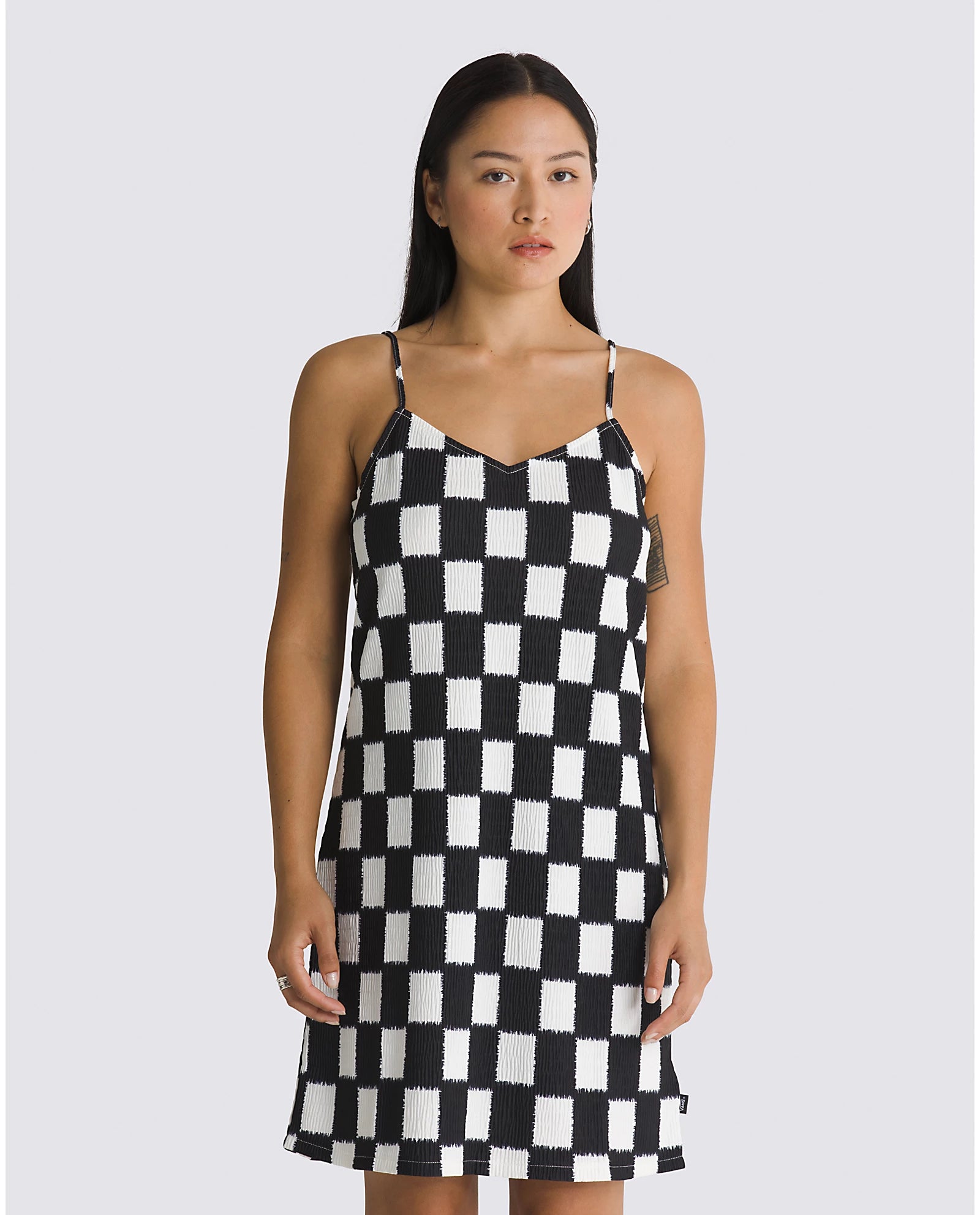 Benton Checker Cami Dress In BlackandMarshmallow