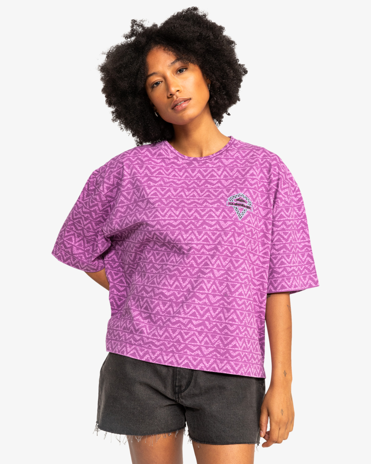 Uni Boyfriend Crop T-shirt In Violet Heritage