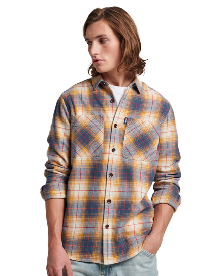 Vintage Check Overshirt In Golden Navy Ombre