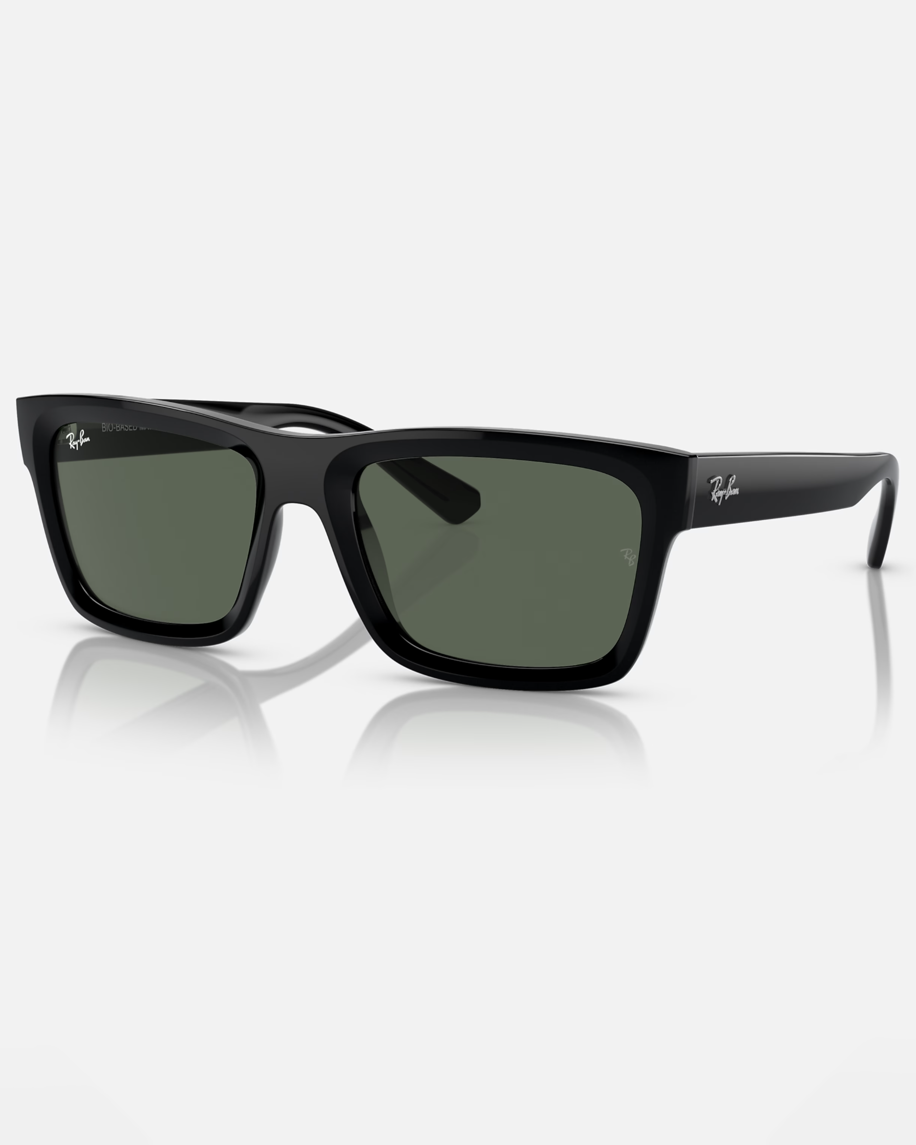 Warren Bio-based Sunglasses In Polished BlackandDark Green