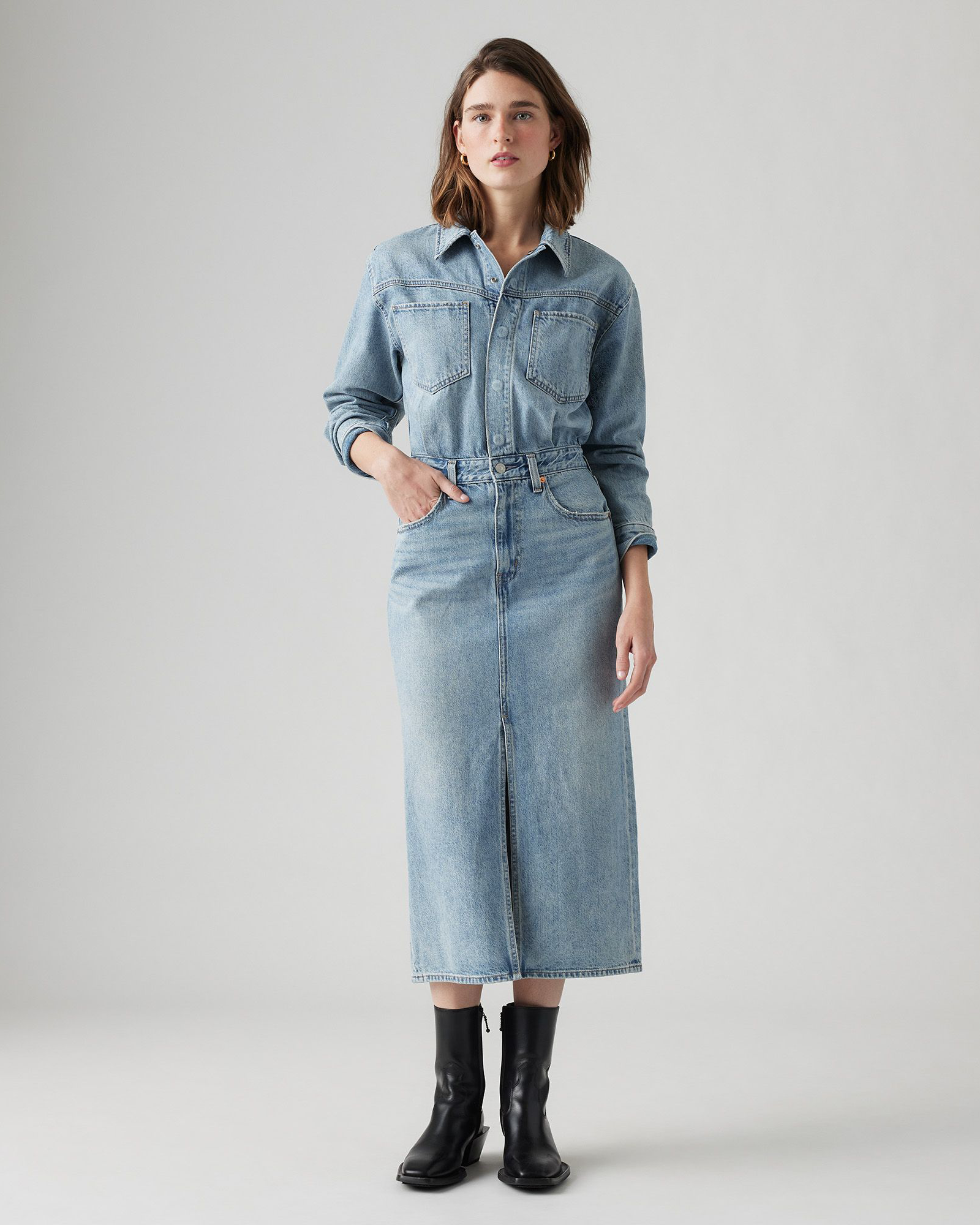 Western Denim Midi Dress In Feeling This