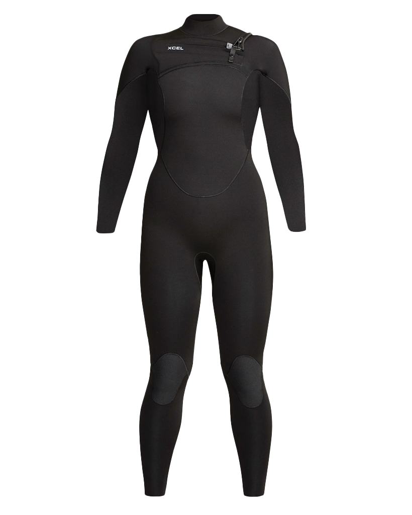 Womens Comp 4/3mm Chest Zip Wetsuit In Black