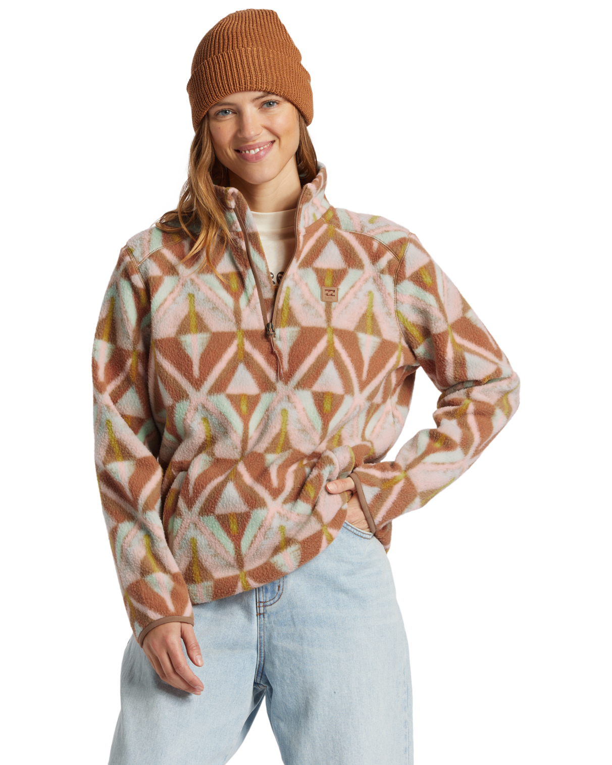 Boundary Mock 3 Fleece Jacket In Sandalwood