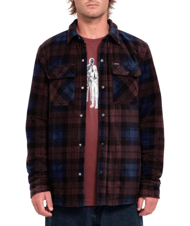 Bowered Fleece Overshirt In Merlot