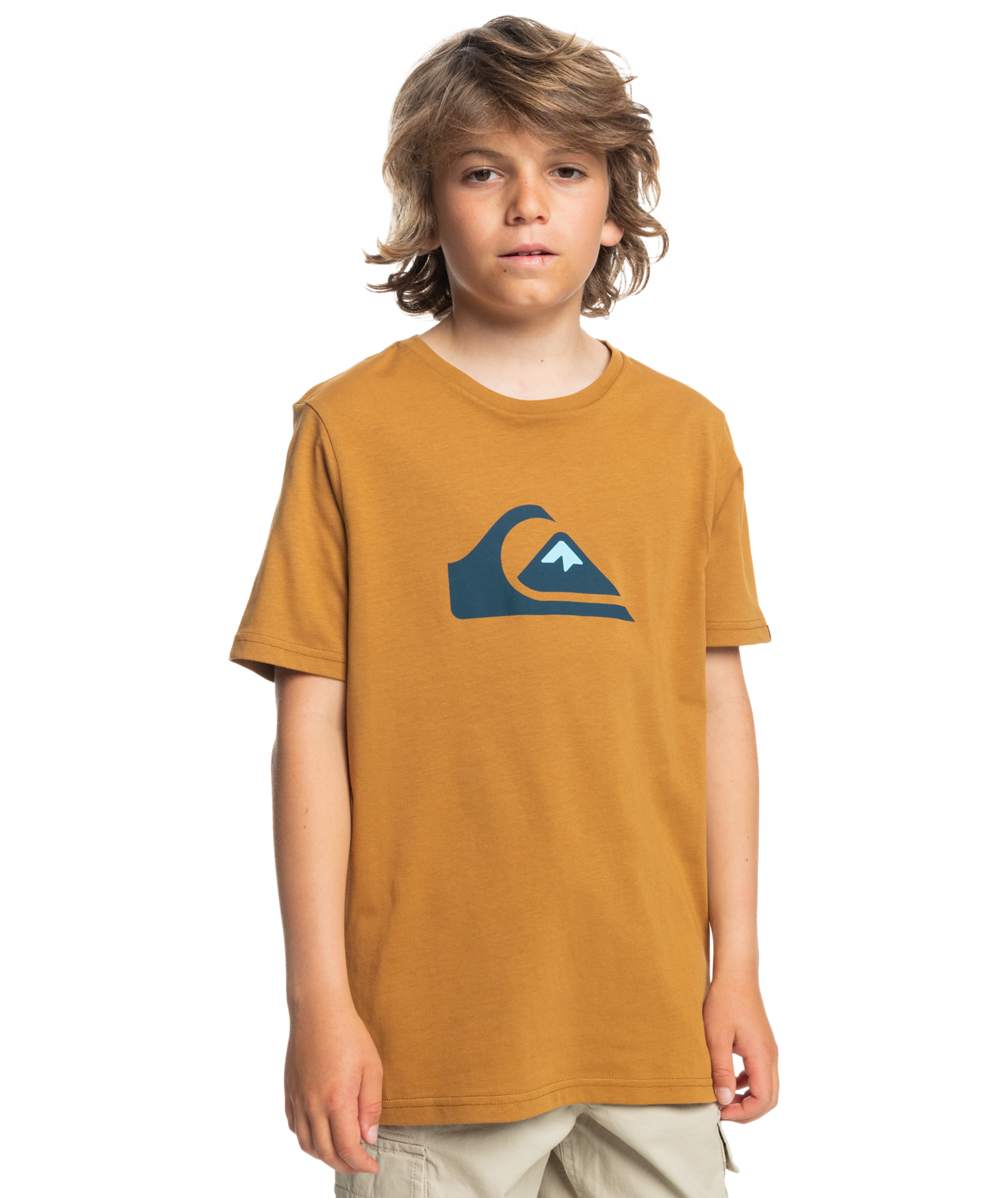 Boys Comp Logo T-shirt In Bone Brown