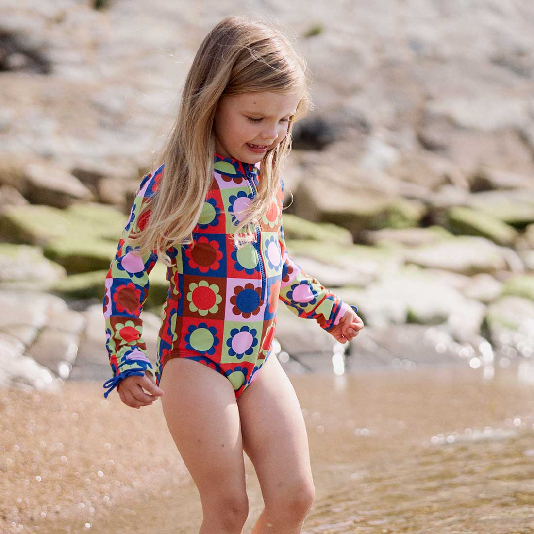 Uv Protective Long Sleeve Swimsuit Multi Floral - 11-12 Yrs / Multi